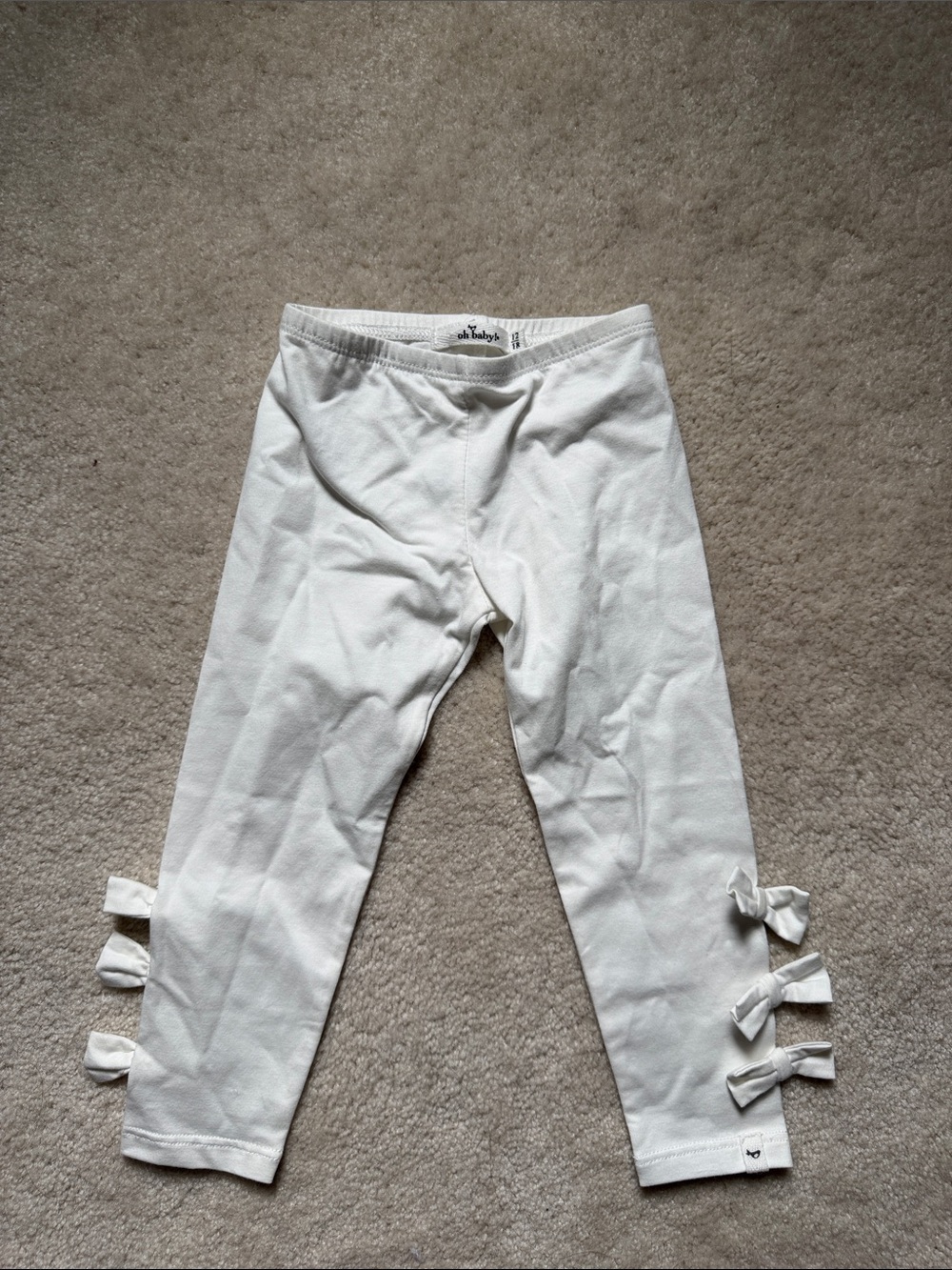 Oh Baby! Soft Cream Girls' Leggings with Side Bows